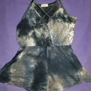 Blue and Grey marble romper